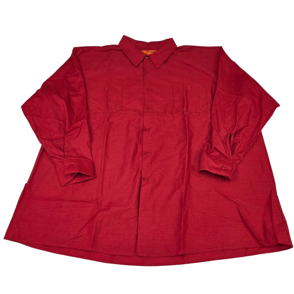 Red Kap TouchTex Work Shirt Button Up Mens 4XL-LN Red Long Sleeve SP14RD5